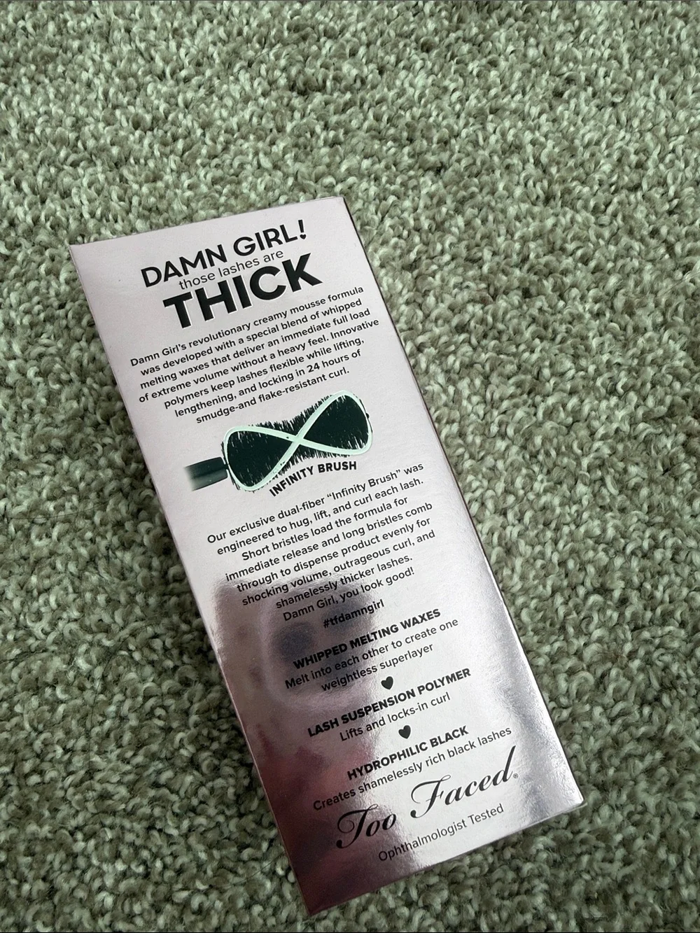 Too Faced Damn Girl! Mascara in Metallic Pink Packaging